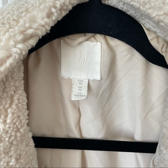 H&M Sherpa teddy coat cream size xs - Picture 4 of 9
